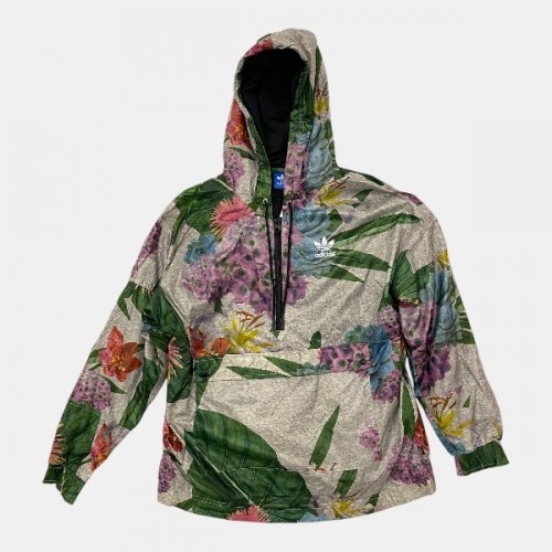 Adidas Originals Floral Print Half Zip Hoodie Jacket Pre Owned